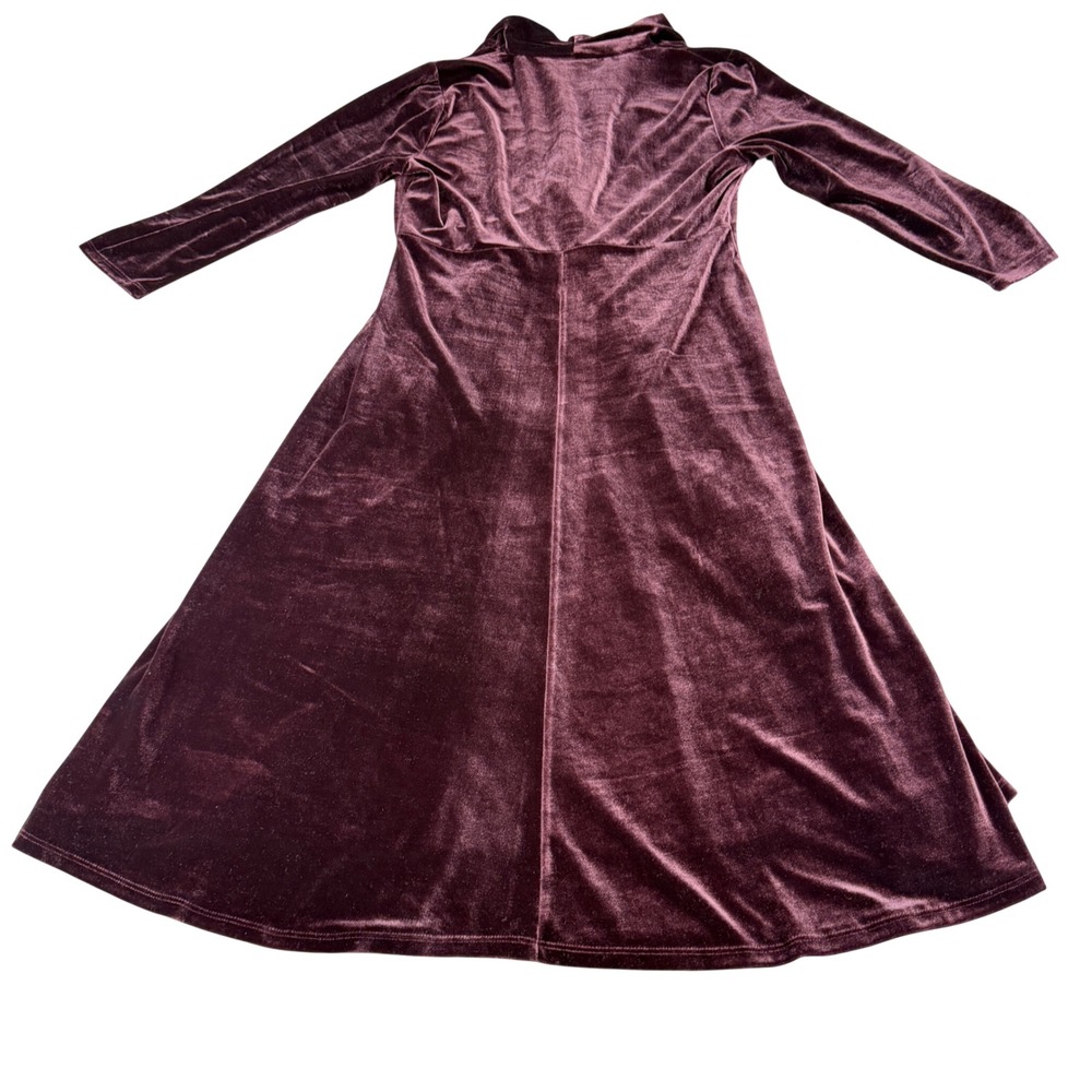 Donna Karan New York Velvet Twist Front Midi Dress Falling Leaves Purple L $165 - Picture 4 of 15